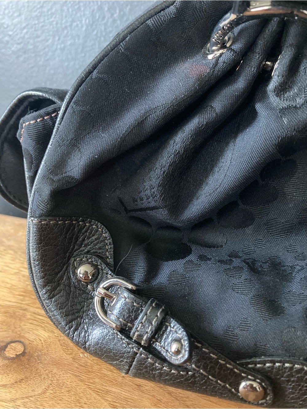 Y2K '90's Juicy Couture Black Satchel Handbag with 'WHATEVER' Charm - Picture 3 of 12